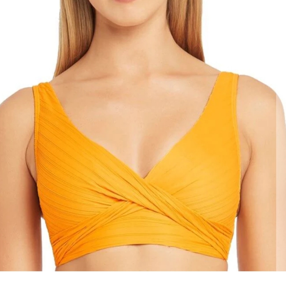 Sea Level Casablanca Cross Front B-DD Cup Bikini Top Sunflower NWT